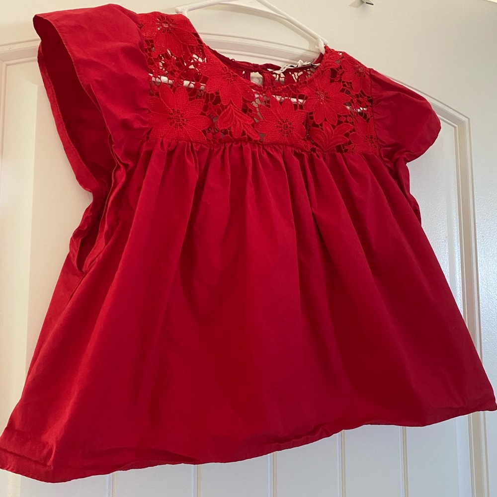 Red crochet lace VICI Crop Top